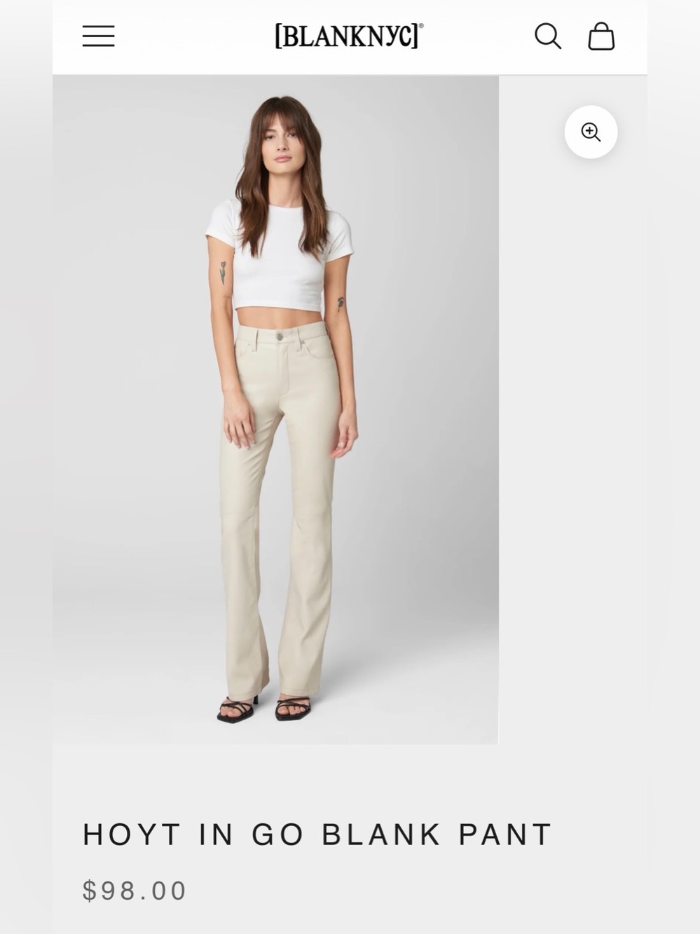 Blank NYC Leather VEGAN Cream Boot Cut Jeans for Fall! NWT Sz 24